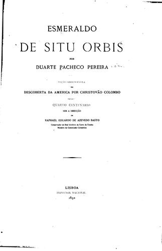 Cover of Esmeraldo de situ orbis