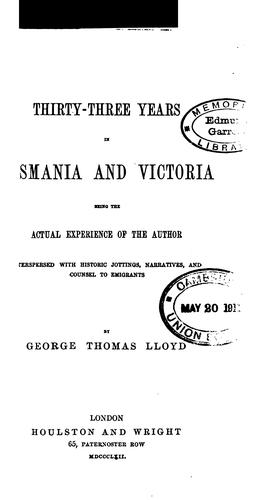 Cover of Thirty-three years in Tasmania and Victoria