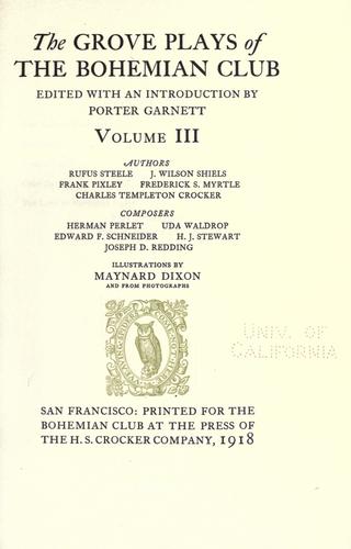 Cover of The grove plays of the Bohemian Club