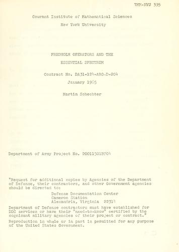 Cover of Fredholm operators and the essential spectrum