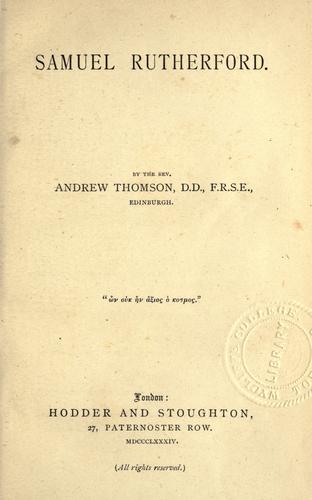 Cover of Samuel Rutherford