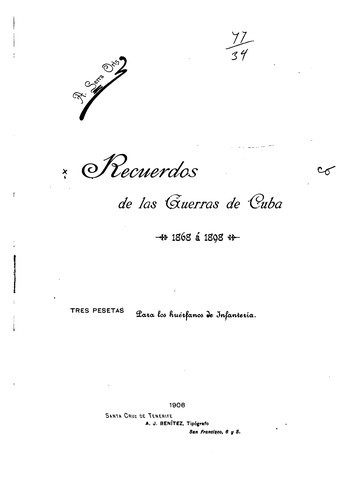 Cover of Recuerdos de las guerras de Cuba 1868 á 1898