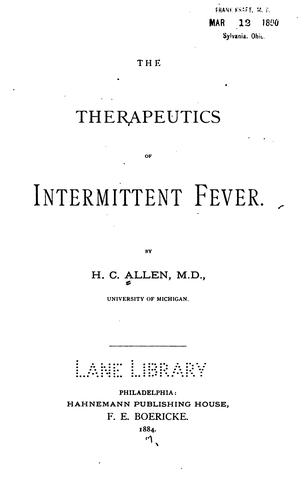 Cover of The Therapeutics of intermittent fever