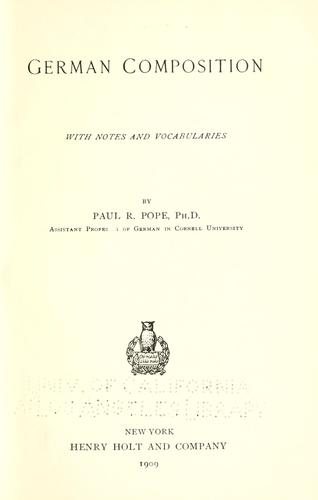 Cover of German composition