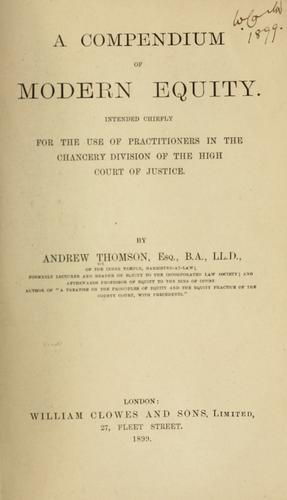 Cover of A compendium of modern equity