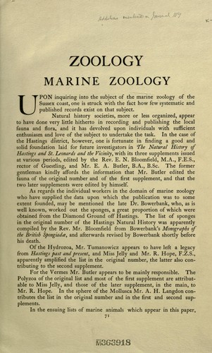 Cover of Marine zoology