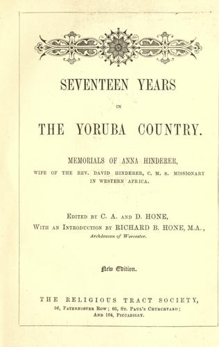 Cover of Seventeen years in the Yoruba country
