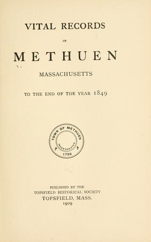 Cover of Vital records of Methuen, Massachusetts, to the end of the year 1849