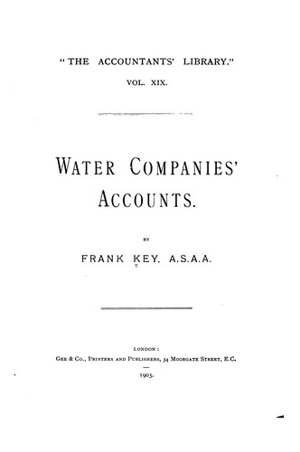 Cover of Water companies' accounts