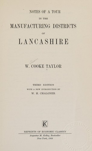 Cover of Notes of a tour in the manufacturing districts of Lancashire