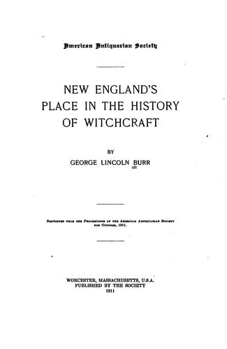 Cover of New England's Place in the History of Witchcraft