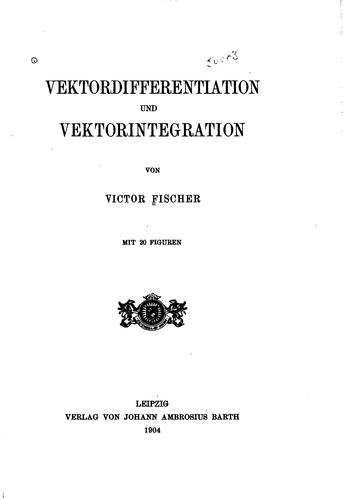 Cover of Vektordifferentiation und Vektorintegration