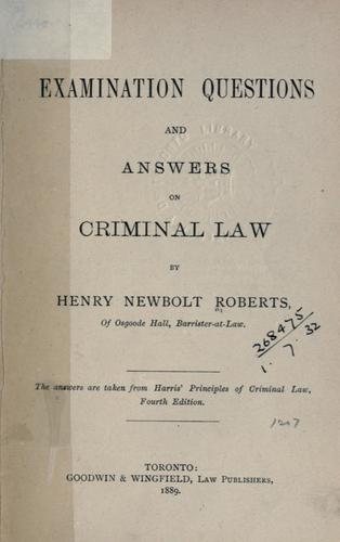 Cover of Examination questions and answers on criminal law