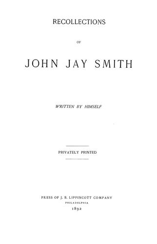 Cover of Recollections of John Jay Smith