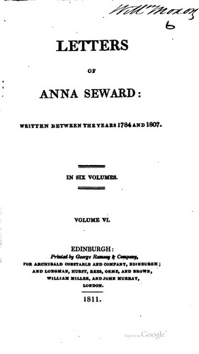 Cover of Letters of Anna Seward