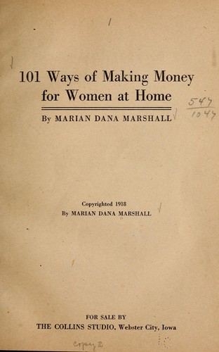 Cover of 101 ways of making money for women at home