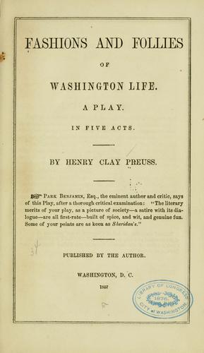 Cover of Fashions and follies of Washington life