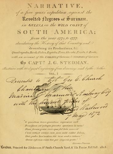 Cover of Narrative, of a five years' expedition, against the revolted Negroes of Surinam in Guiana, on the wild coast of South America