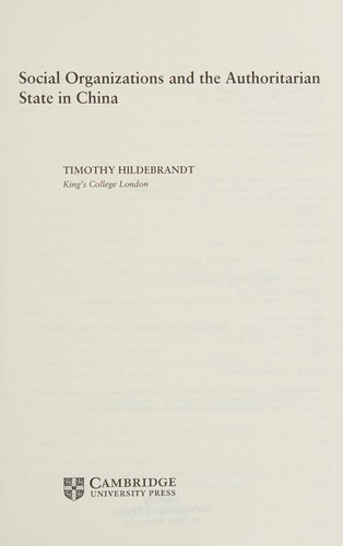 Cover of Social organizations and the authoritarian state in China