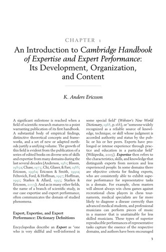 Cover of The Cambridge handbook of expertise and expert performance