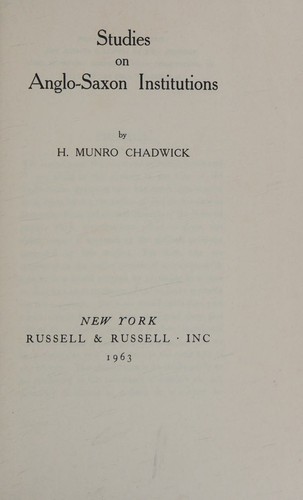 Cover of Studies on Anglo-Saxon Institutions