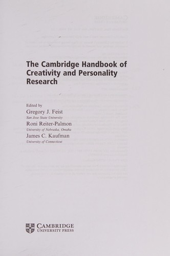 Cover of Cambridge Handbook of Creativity and Personality Research