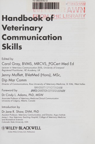 Cover of Handbook of veterinary communication skills
