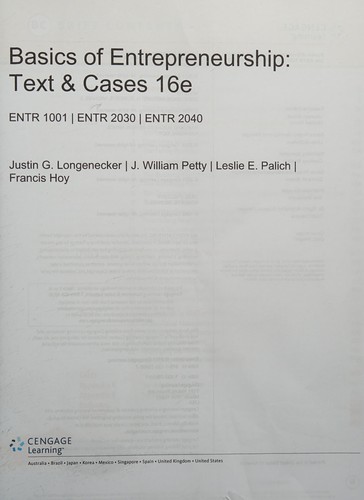 Cover of Basics of entrepreneurship