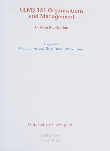 Cover of ULMS 151 organisations and management