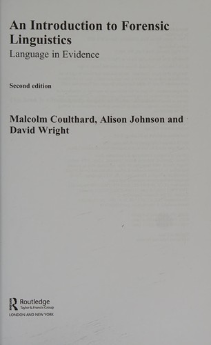 Cover of Introduction to Forensic Linguistics