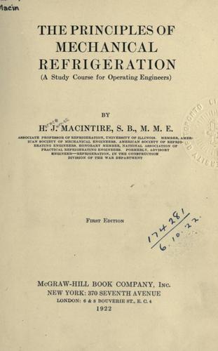 Cover of The principles of mechanical refrigeration
