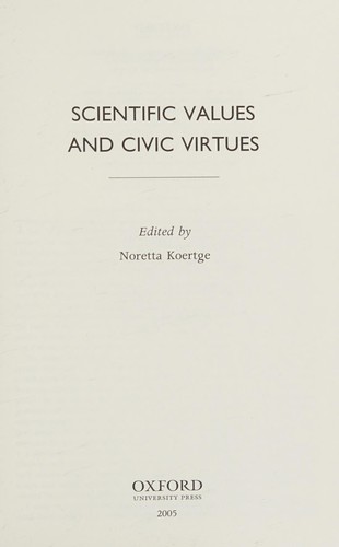 Cover of Scientific values and civic virtues