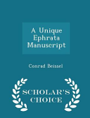 Cover of A Unique Ephrata Manuscript - Scholar's Choice Edition
