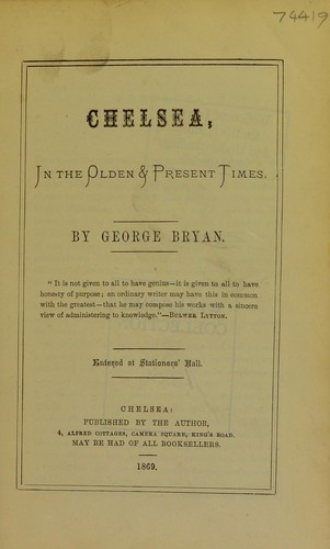 Cover of Chelsea in the olden & present times