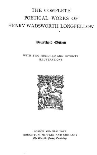 Cover of The complete poetical works of Henry Wadsworth Longfellow