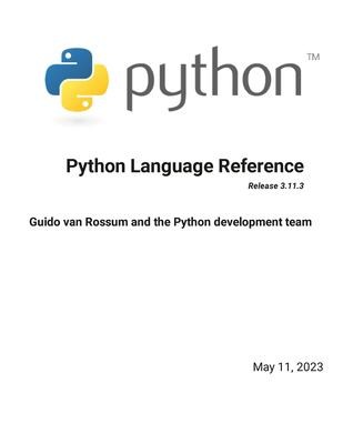 Cover of Python Language Reference Release 3. 11. 3