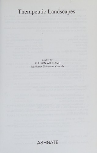 Cover of Therapeutic landscapes
