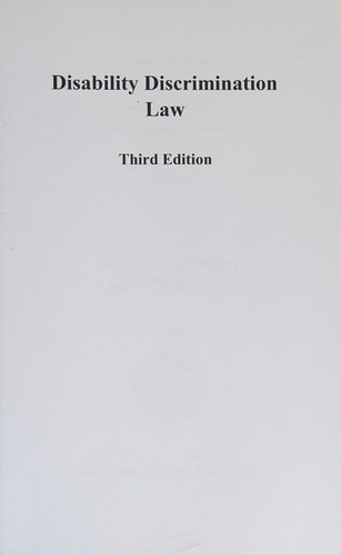 Cover of Disability Discrimination Law 3rd Edition