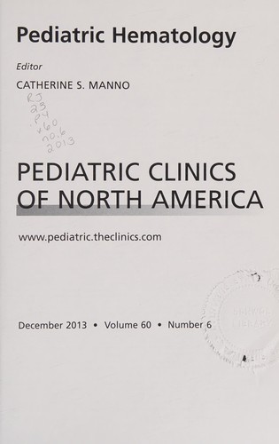 Cover of Pediatric Hematology, an Issue of Pediatric Clinics