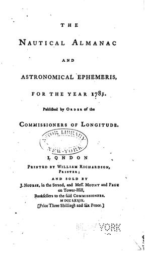 Cover of The nautical almanac and astronomical ephemeris, for the year 1770