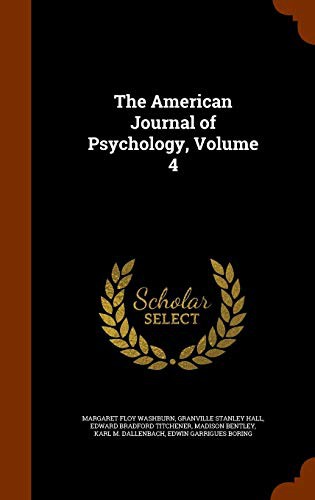 Cover of The American Journal of Psychology, Volume 4