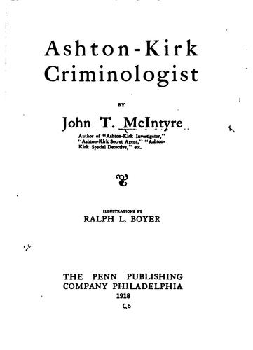 Cover of Ashton-Kirk, criminologist
