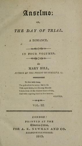 Cover of Anselmo; or, The day of trial