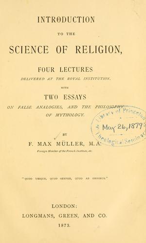 Cover of Introduction to the science of religion