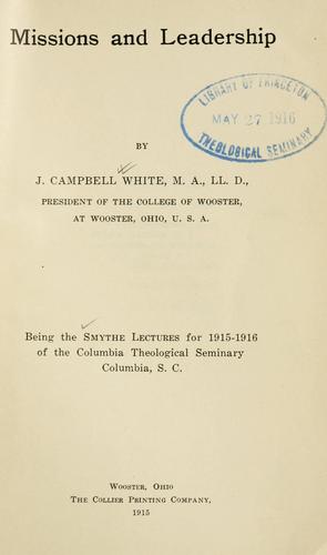 Cover of Missions and leadership