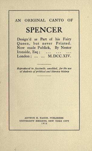 Cover of An original canto of Spencer