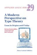 Cover of A modern perspective on type theory
