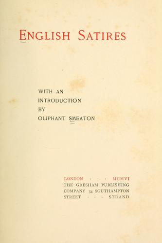 Cover of English satires
