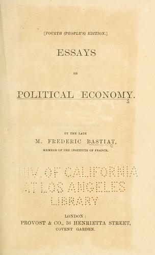 Cover of Essays on political economy