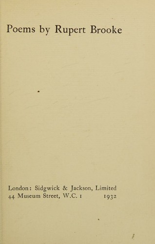 Cover of Poems by Rupert Brooke